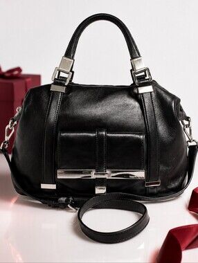 RARE/XLG/HTF MICHAEL KORS SATCHEL/CROSSBODY W/SILVER ACCENTS